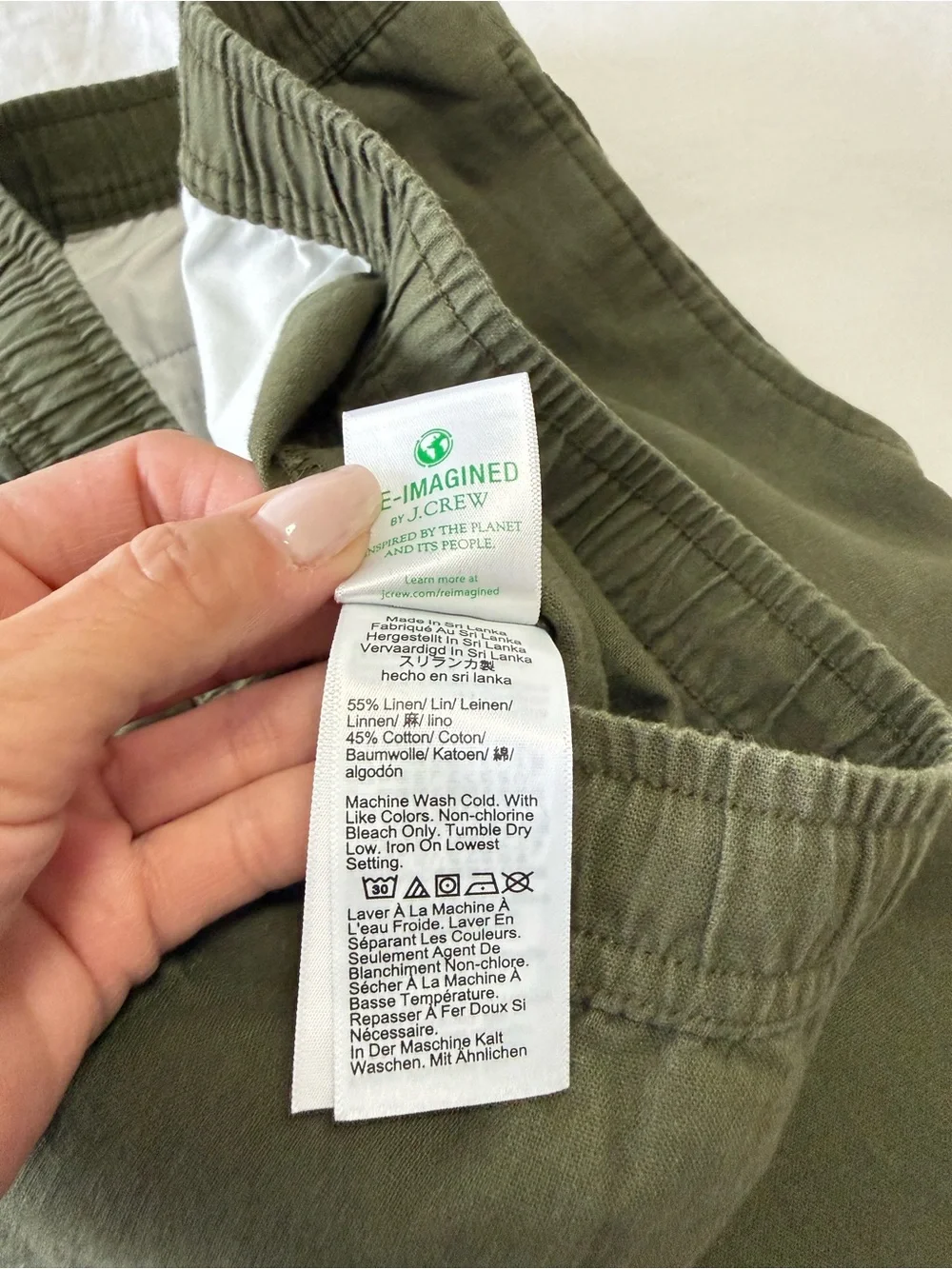 J. Crew | Men's Large (28” Inseam) | Olive Green Cotton Linen Drawstring Pants